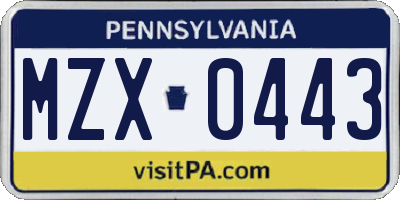 PA license plate MZX0443