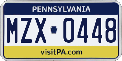 PA license plate MZX0448