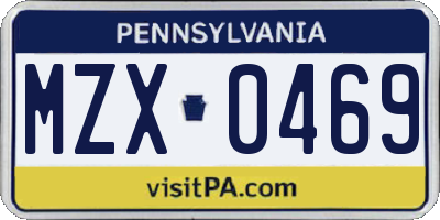 PA license plate MZX0469