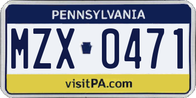 PA license plate MZX0471
