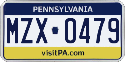 PA license plate MZX0479