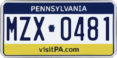 PA license plate MZX0481