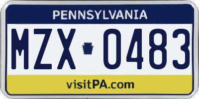 PA license plate MZX0483