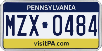 PA license plate MZX0484