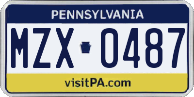 PA license plate MZX0487