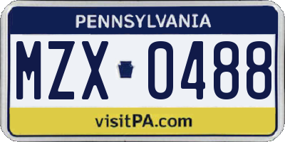 PA license plate MZX0488