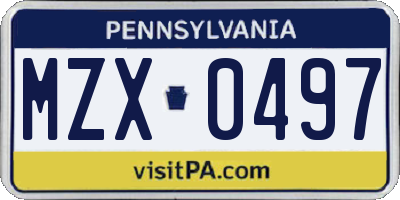 PA license plate MZX0497