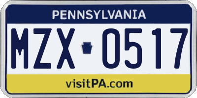 PA license plate MZX0517