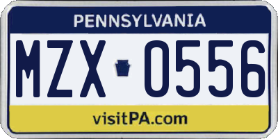 PA license plate MZX0556