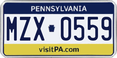 PA license plate MZX0559