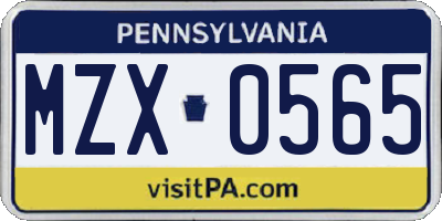 PA license plate MZX0565
