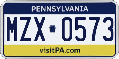 PA license plate MZX0573