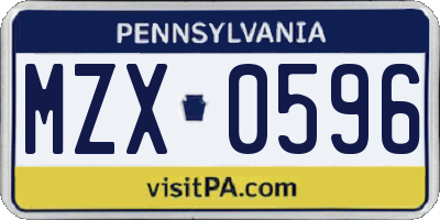 PA license plate MZX0596