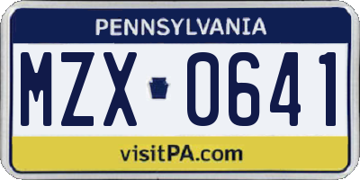 PA license plate MZX0641