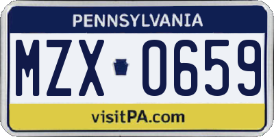 PA license plate MZX0659