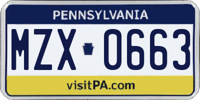 PA license plate MZX0663