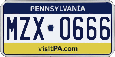 PA license plate MZX0666