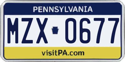 PA license plate MZX0677