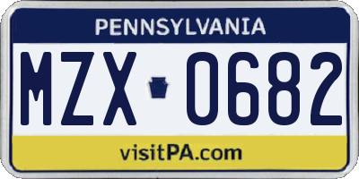 PA license plate MZX0682