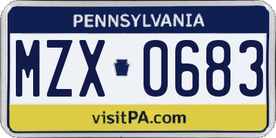 PA license plate MZX0683