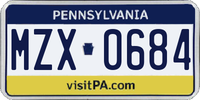 PA license plate MZX0684