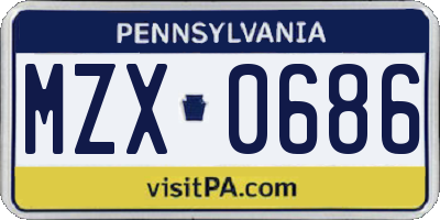 PA license plate MZX0686
