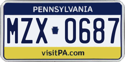PA license plate MZX0687