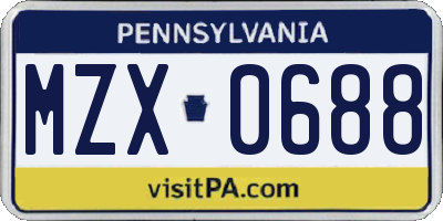 PA license plate MZX0688