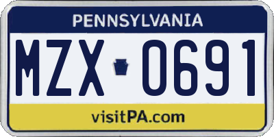 PA license plate MZX0691
