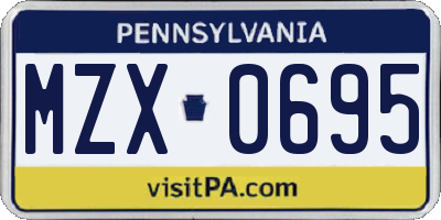 PA license plate MZX0695