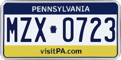 PA license plate MZX0723