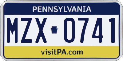 PA license plate MZX0741
