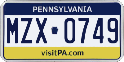 PA license plate MZX0749