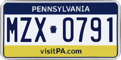 PA license plate MZX0791