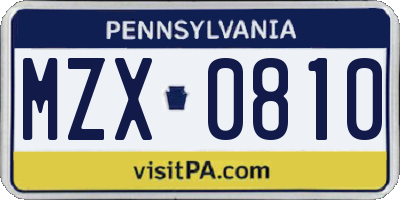 PA license plate MZX0810