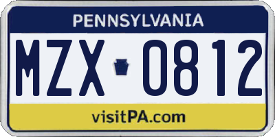 PA license plate MZX0812