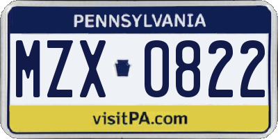 PA license plate MZX0822