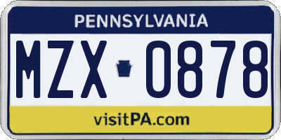 PA license plate MZX0878