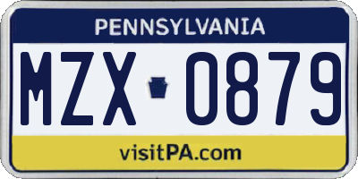 PA license plate MZX0879