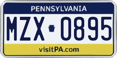 PA license plate MZX0895