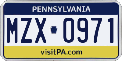 PA license plate MZX0971