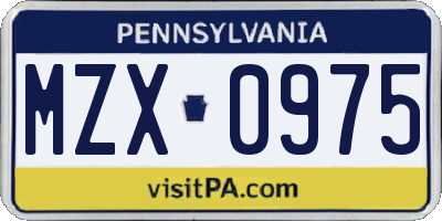 PA license plate MZX0975