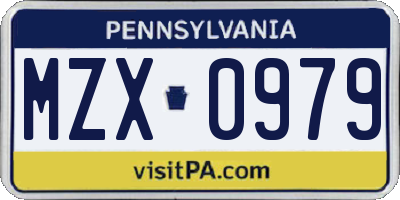 PA license plate MZX0979