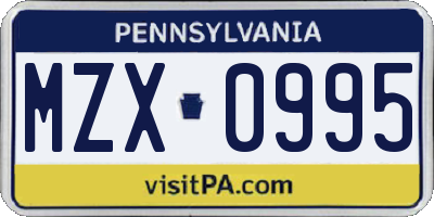 PA license plate MZX0995
