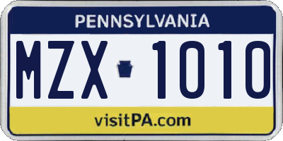PA license plate MZX1010