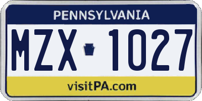 PA license plate MZX1027
