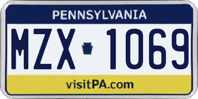 PA license plate MZX1069