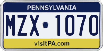 PA license plate MZX1070