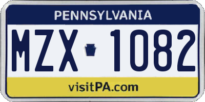 PA license plate MZX1082