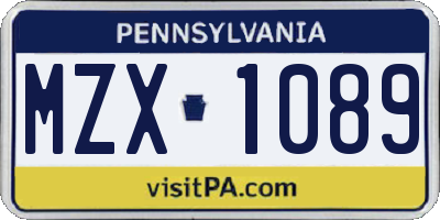 PA license plate MZX1089